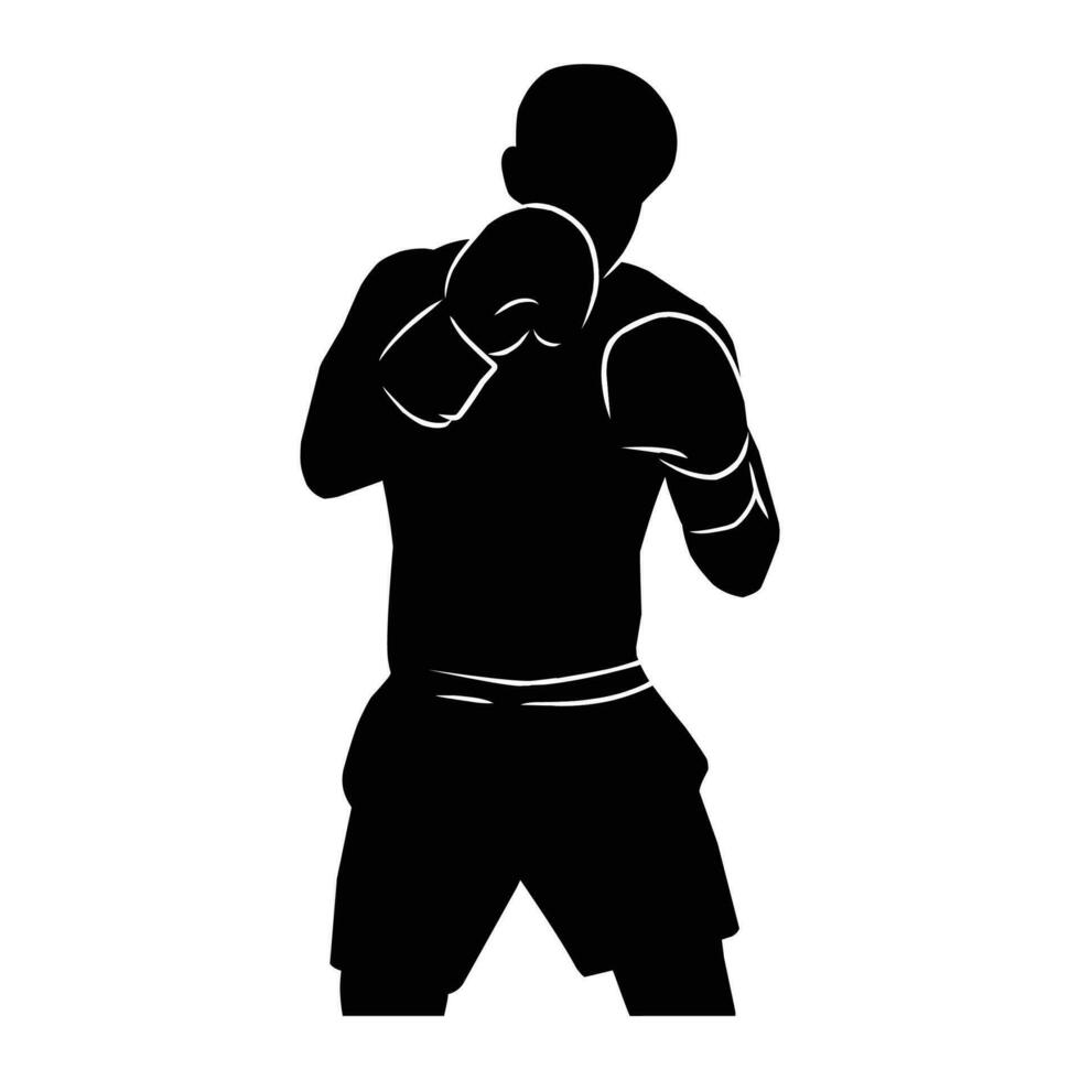 Boxer silueta mano dibujo. gráfico bienes en el formar de oscuridad de boxeo jugadores ese lata ser usado para antecedentes diseños vector