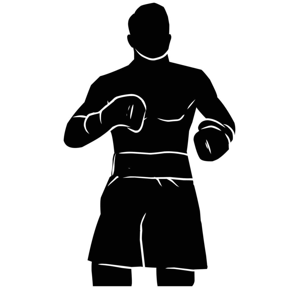 Boxer silueta mano dibujo. gráfico bienes en el formar de oscuridad de boxeo jugadores ese lata ser usado para antecedentes diseños vector