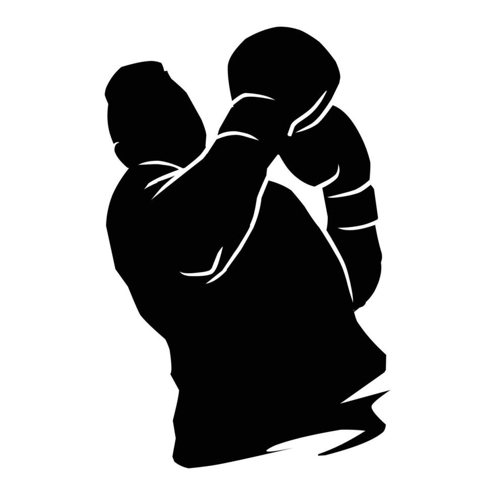 Boxer silueta mano dibujo. gráfico bienes en el formar de oscuridad de boxeo jugadores ese lata ser usado para antecedentes diseños vector