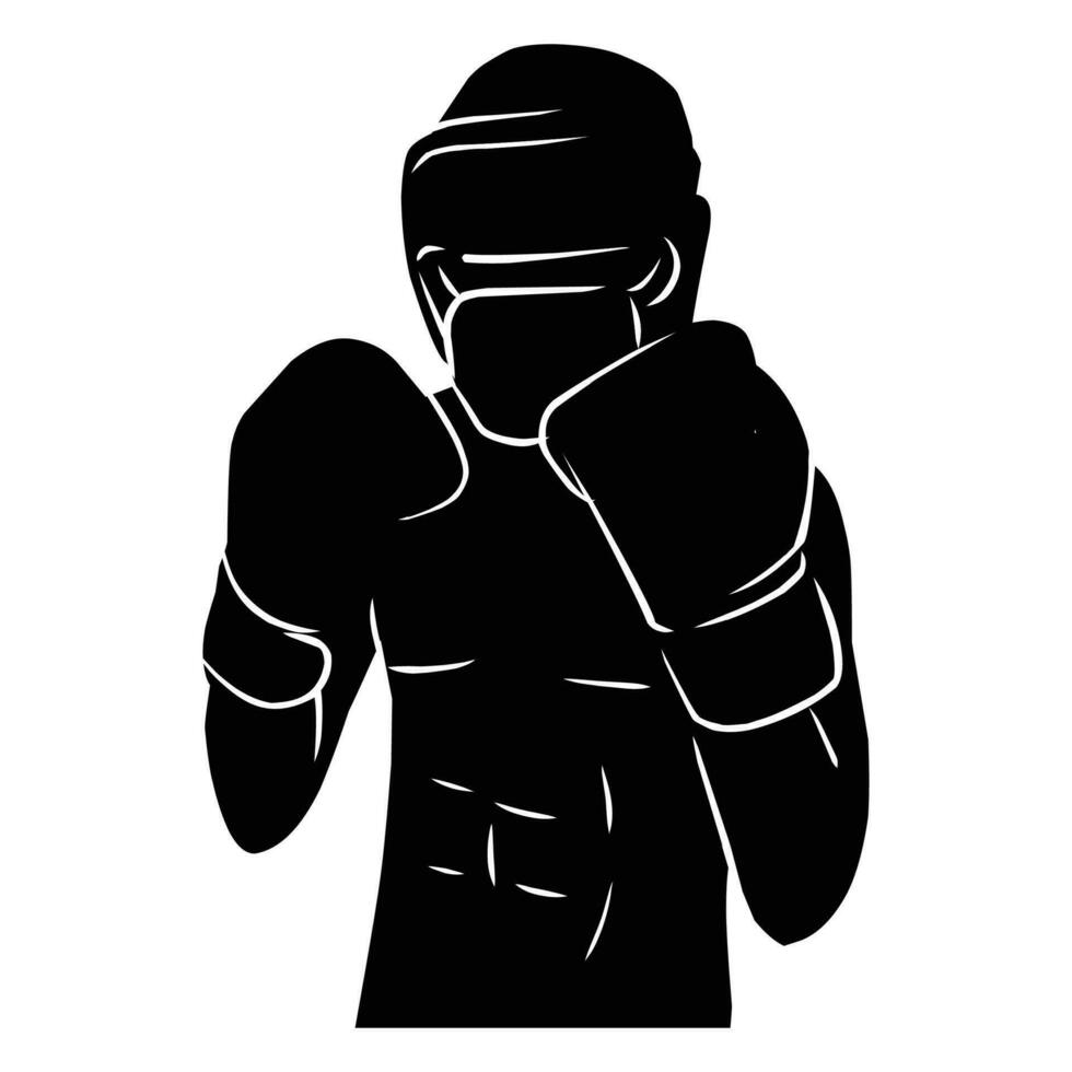 boxer silhouette hand drawing. graphic assets in the form of shadows of boxing players that can be used for background designs vector