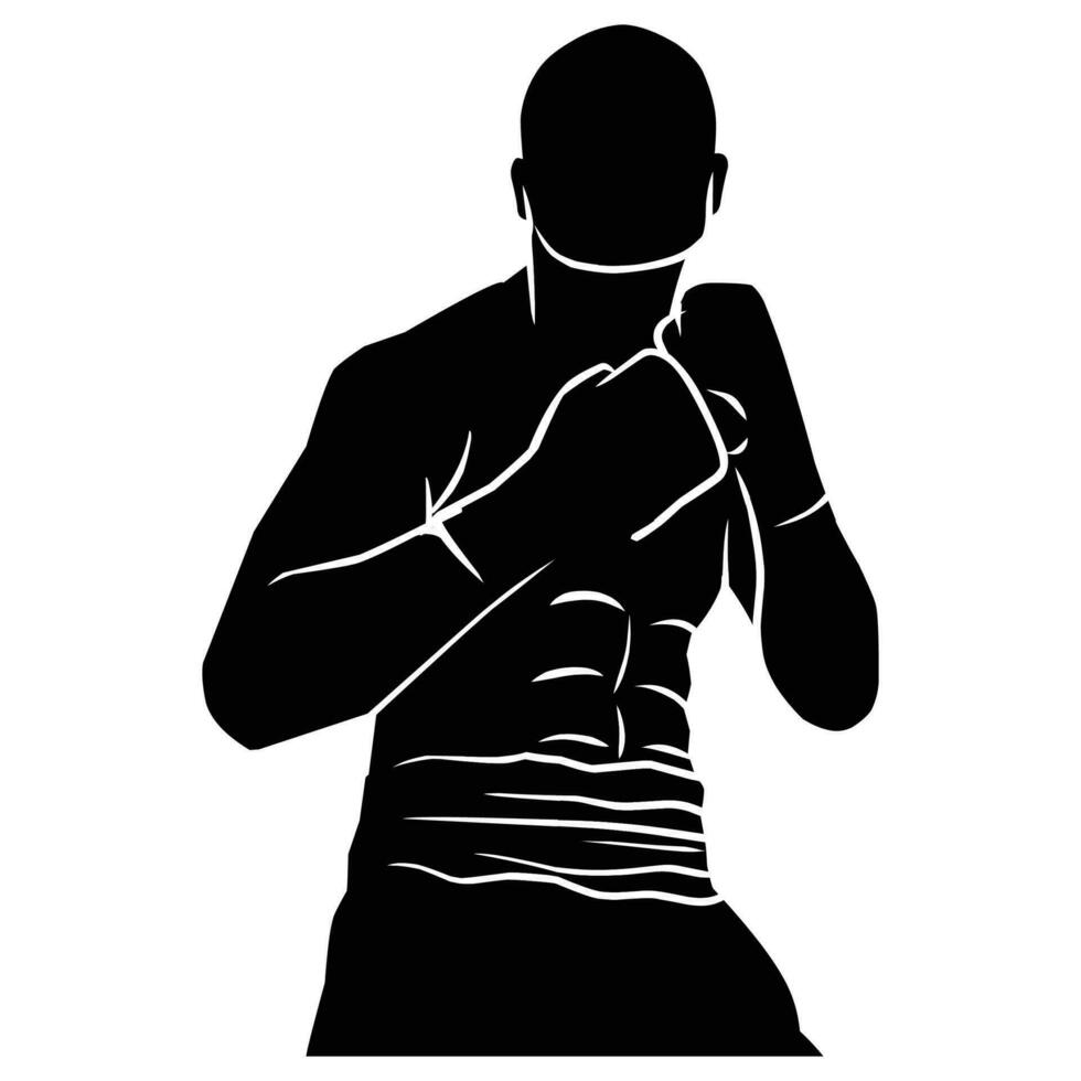 boxer silhouette hand drawing. graphic assets in the form of shadows of boxing players that can be used for background designs vector