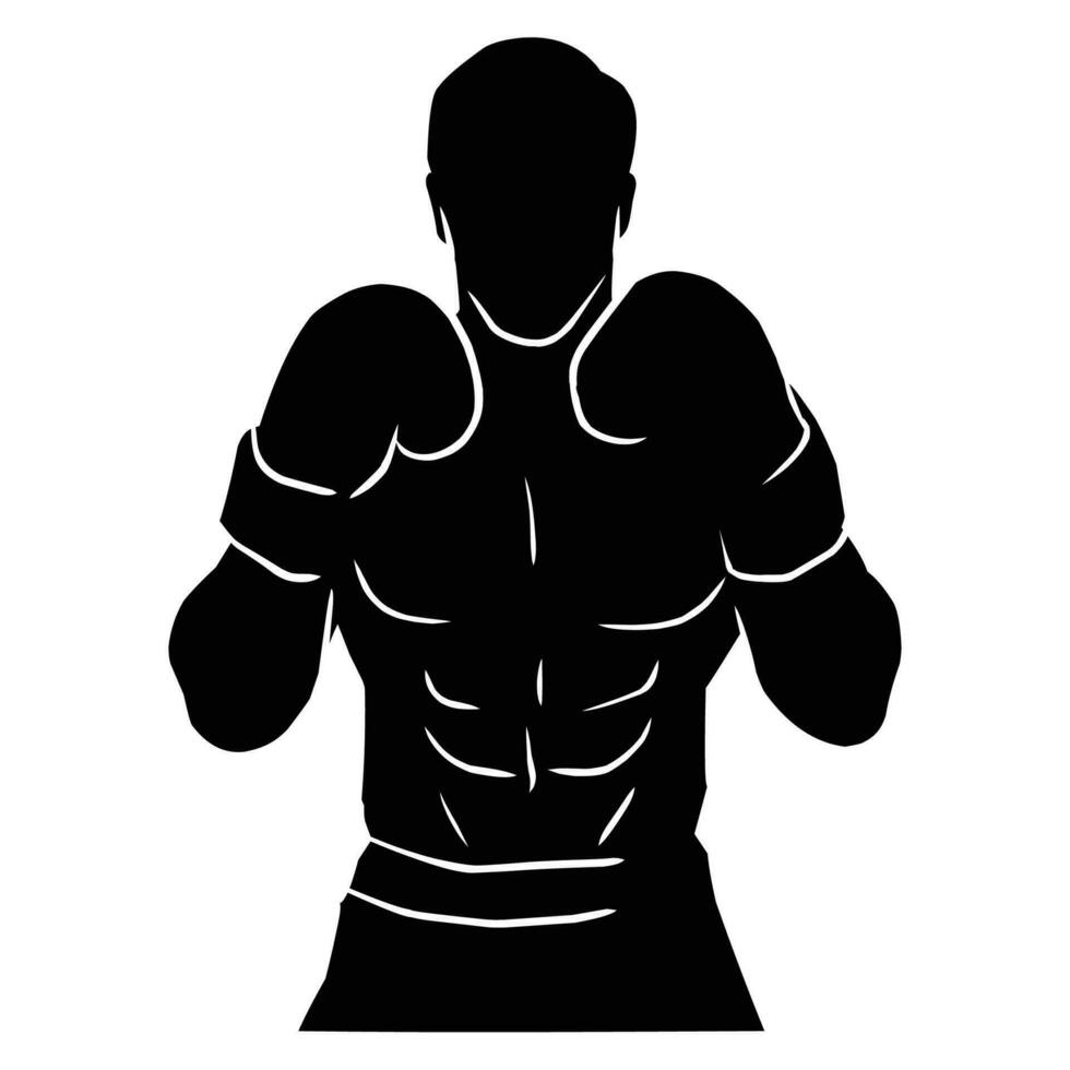 Boxer silueta mano dibujo. gráfico bienes en el formar de oscuridad de boxeo jugadores ese lata ser usado para antecedentes diseños vector