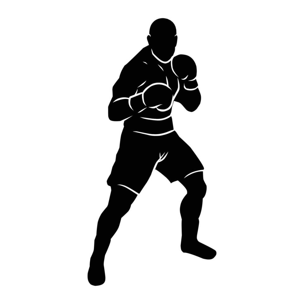 Boxer silueta mano dibujo. gráfico bienes en el formar de oscuridad de boxeo jugadores ese lata ser usado para antecedentes diseños vector