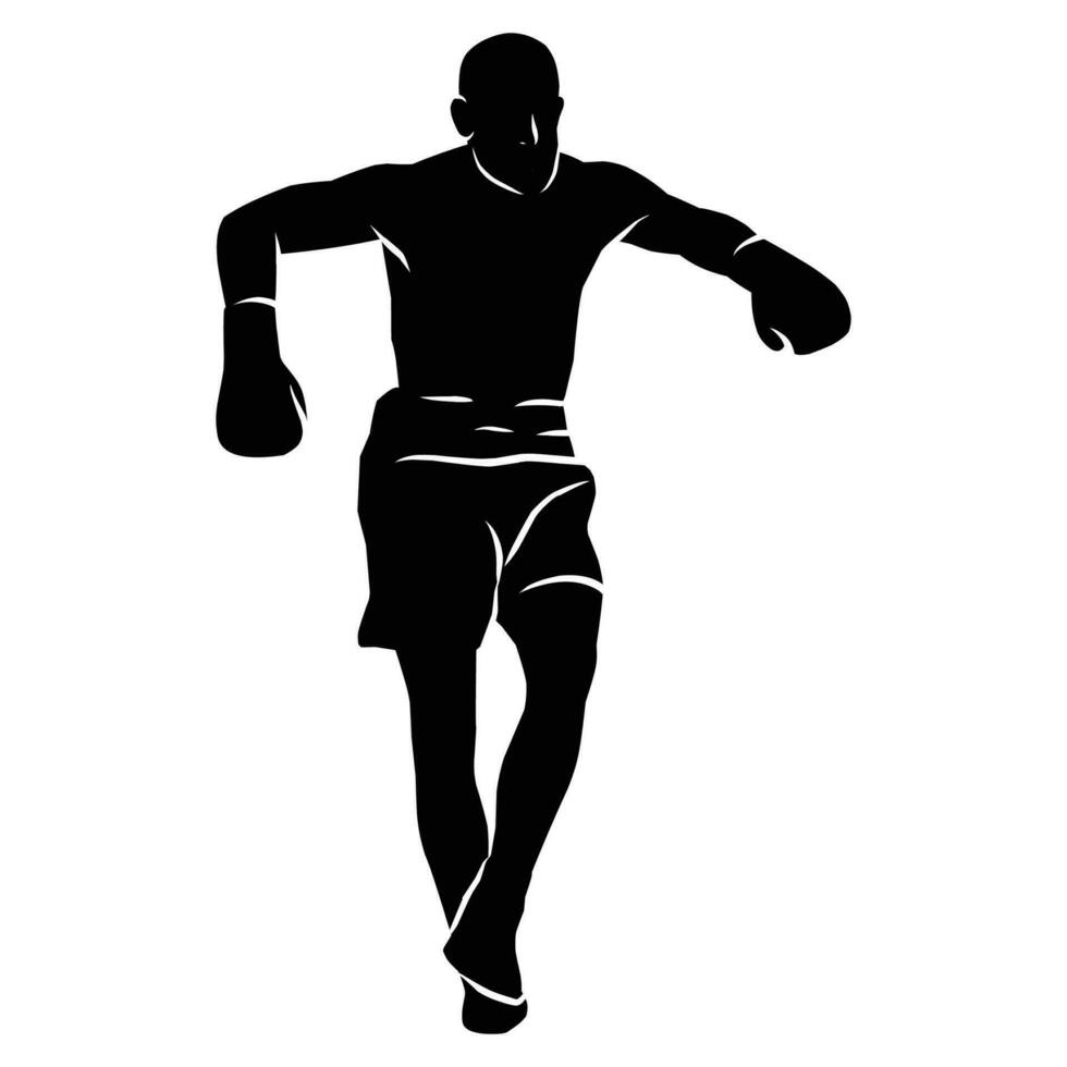 boxer silhouette hand drawing. graphic assets in the form of shadows of boxing players that can be used for background designs vector