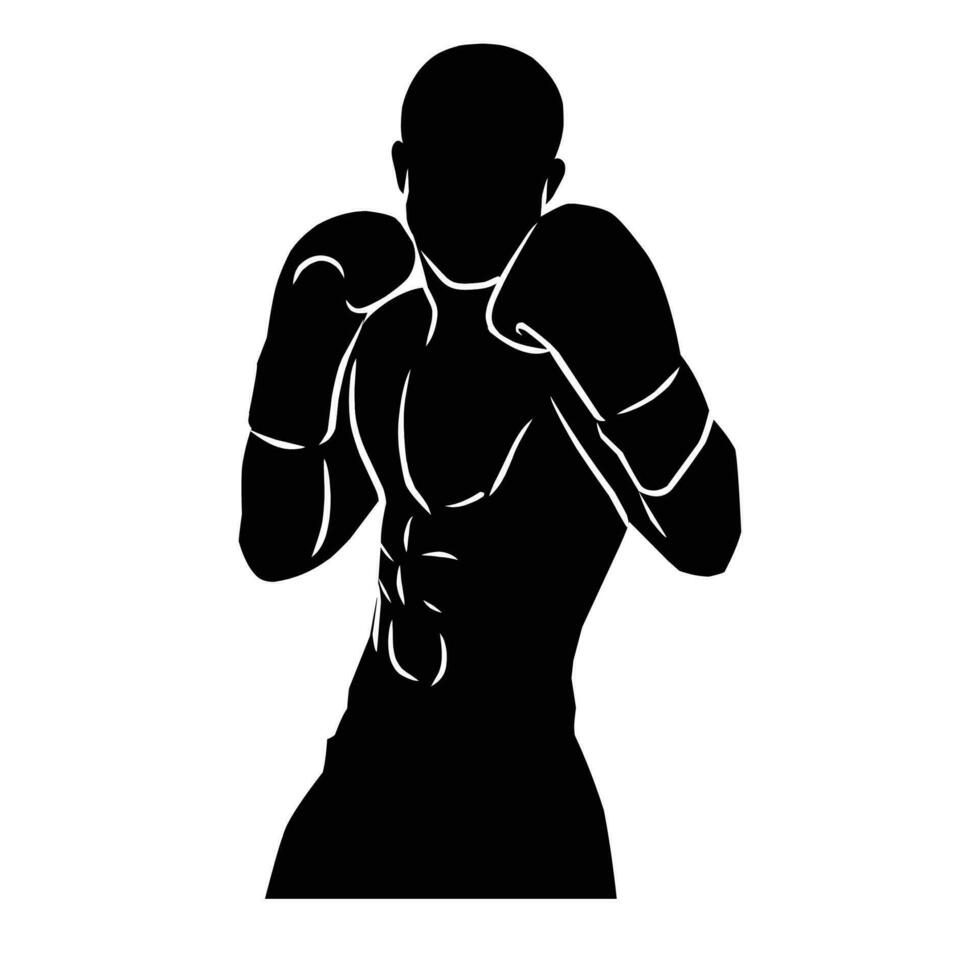 boxer silhouette hand drawing. graphic assets in the form of shadows of boxing players that can be used for background designs vector