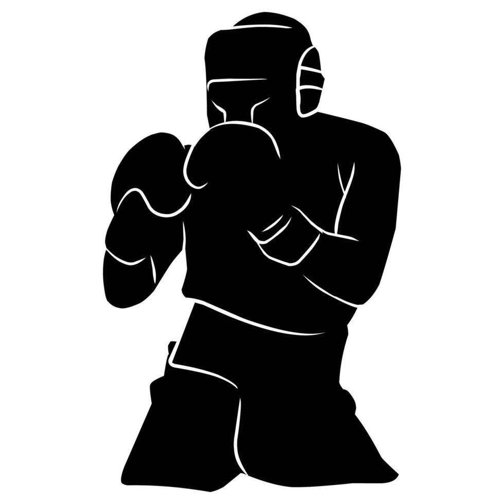 boxer silhouette hand drawing. graphic assets in the form of shadows of boxing players that can be used for background designs vector