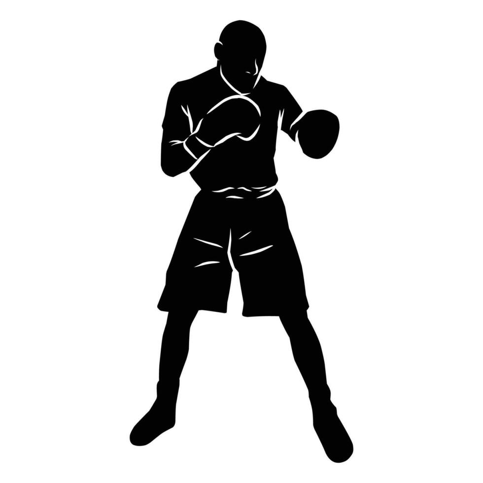 Boxer silueta mano dibujo. gráfico bienes en el formar de oscuridad de boxeo jugadores ese lata ser usado para antecedentes diseños vector