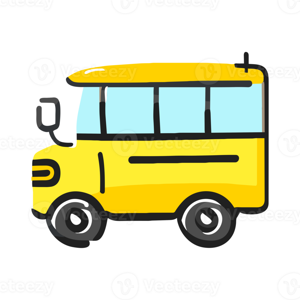 Yellow school bus clip art idea design for transportation to school, generative AI png