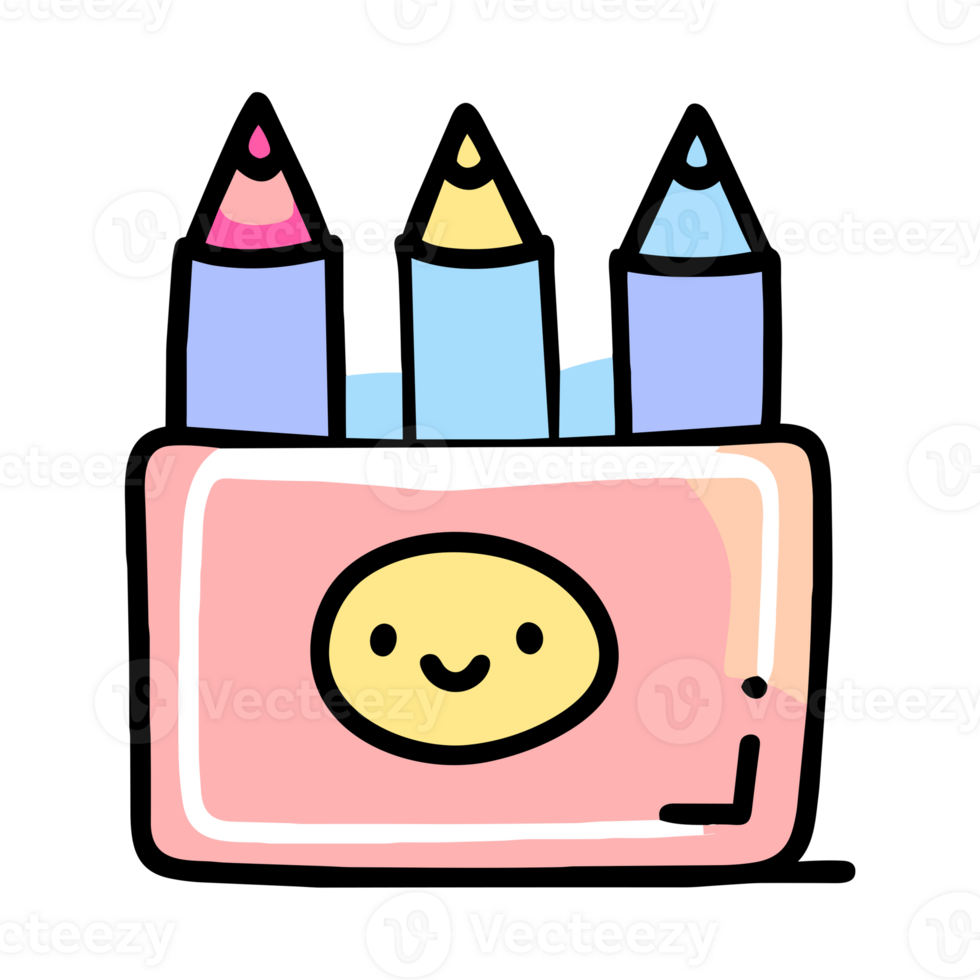 Crayons clip art idea design for school supplies clip arts isolated on background, generative AI png