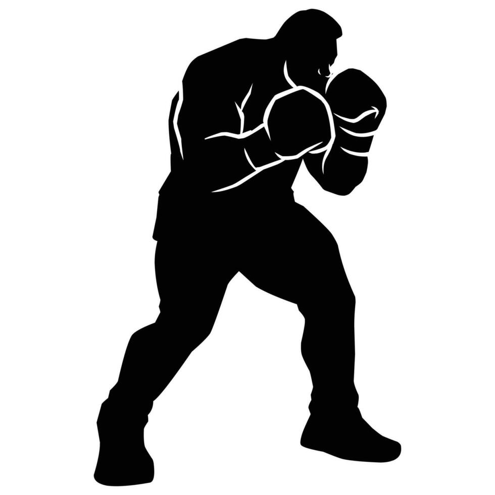 Boxer silueta mano dibujo. gráfico bienes en el formar de oscuridad de boxeo jugadores ese lata ser usado para antecedentes diseños vector