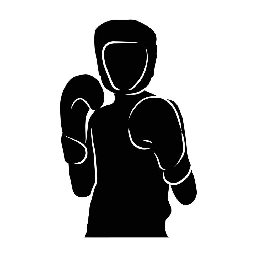 Boxer silueta mano dibujo. gráfico bienes en el formar de oscuridad de boxeo jugadores ese lata ser usado para antecedentes diseños vector