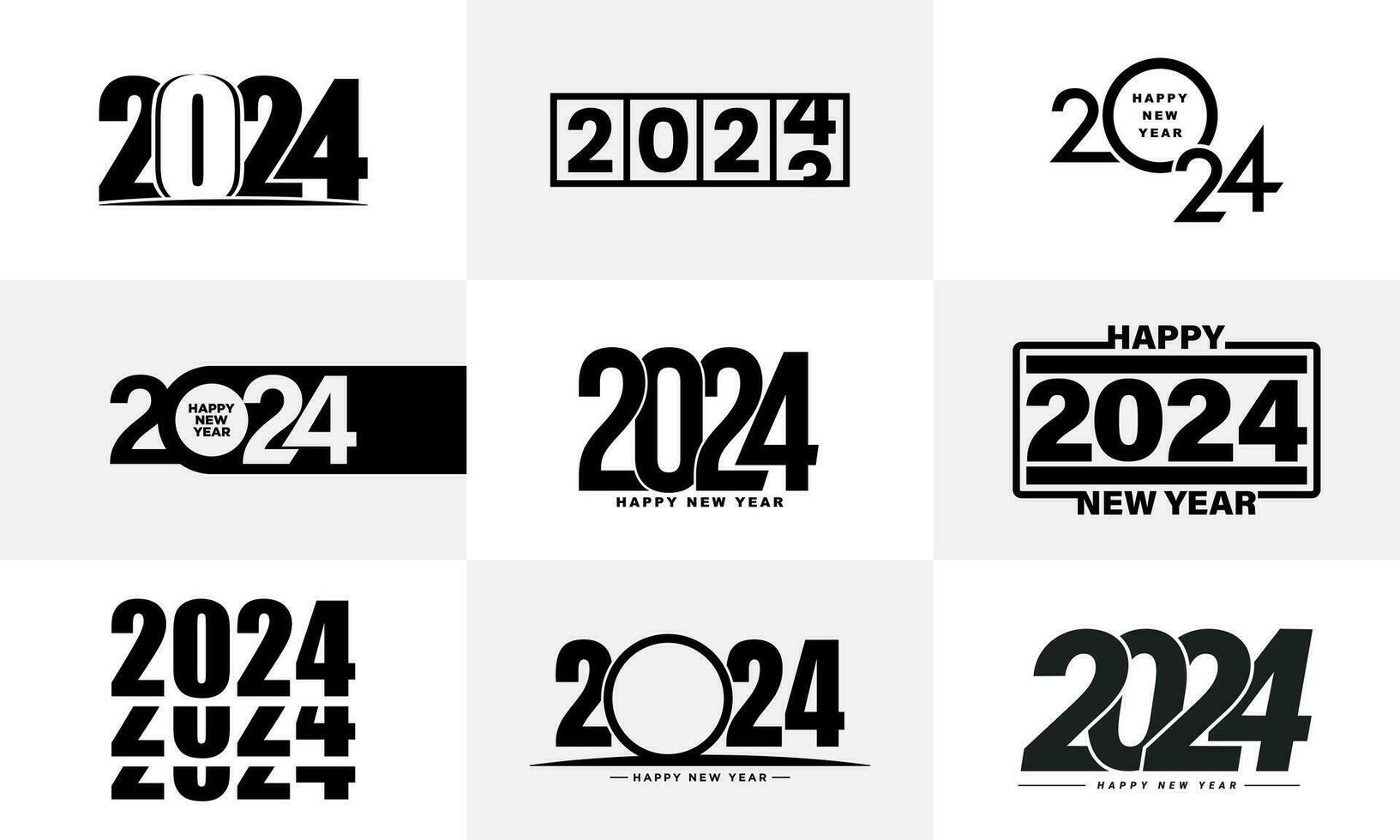 Set of 2024 number design template. vector