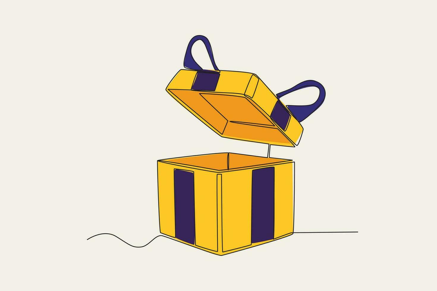 Color illustration of a gift box with the lid open vector