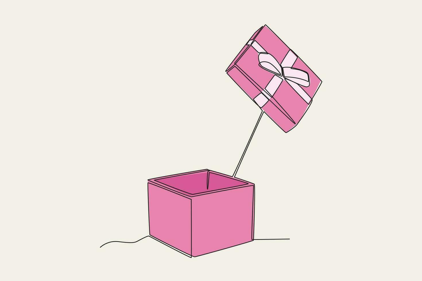 Color illustration of the top view of an open gift box vector