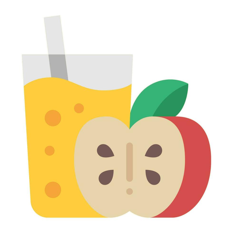 manzana sidra plano icono, vector y ilustración