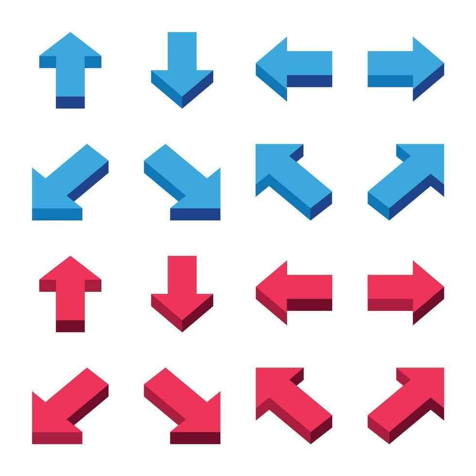 isometric arrow icon set,vector and illustration vector