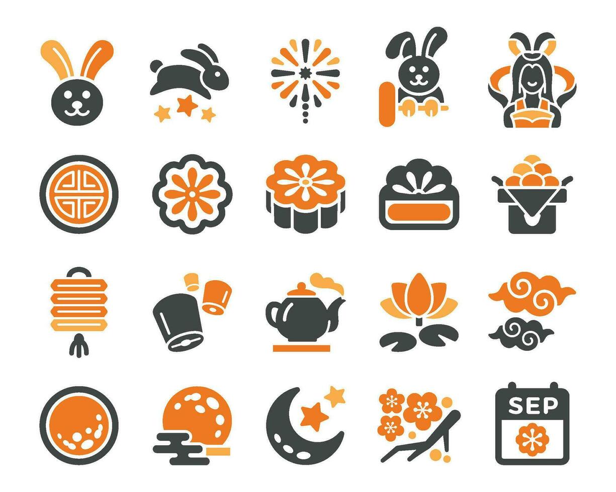 moon festival icon set,vector and illustration vector