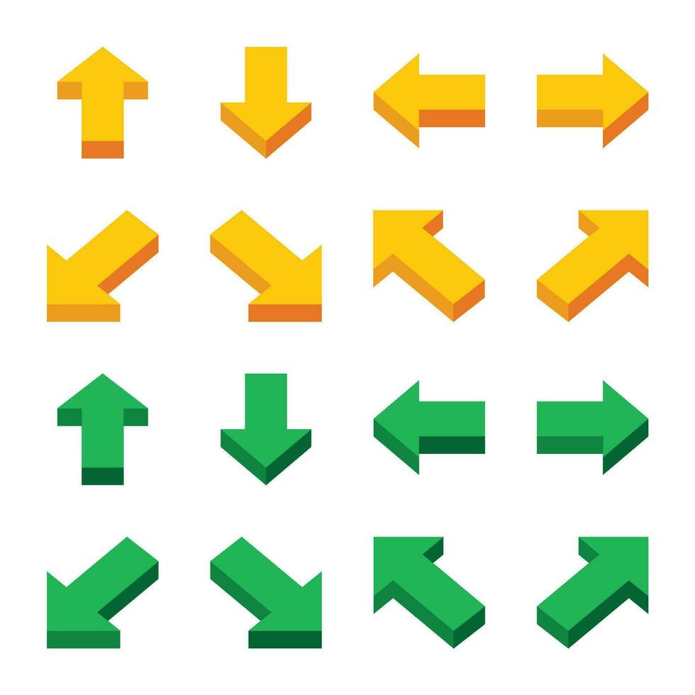 isometric arrow icon set,vector and illustration vector