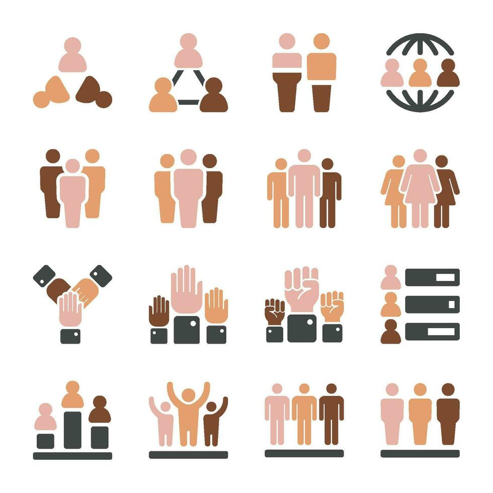 population skin tone icon set,vector and illustration vector