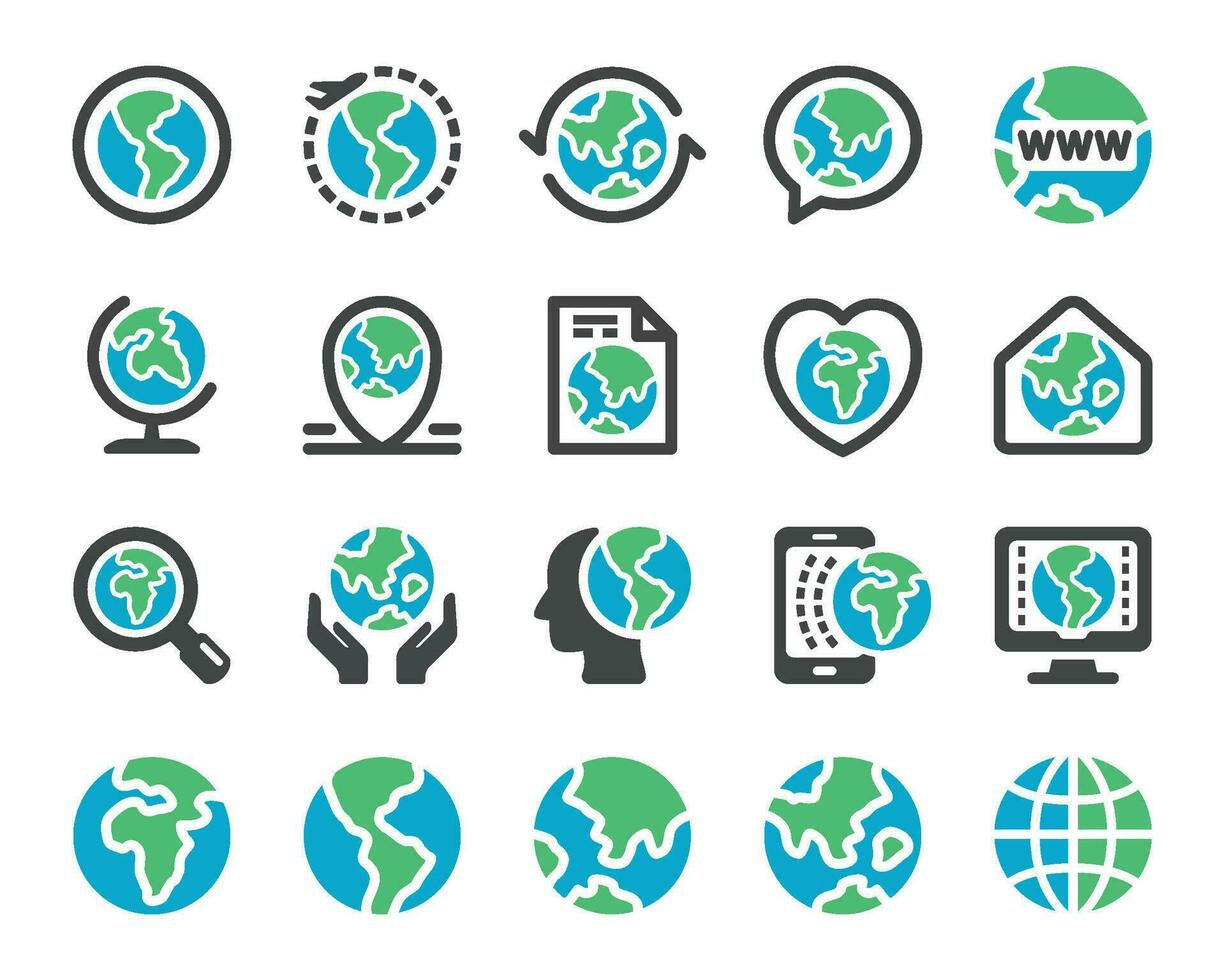 earth and globe icon set,vector and illustration vector