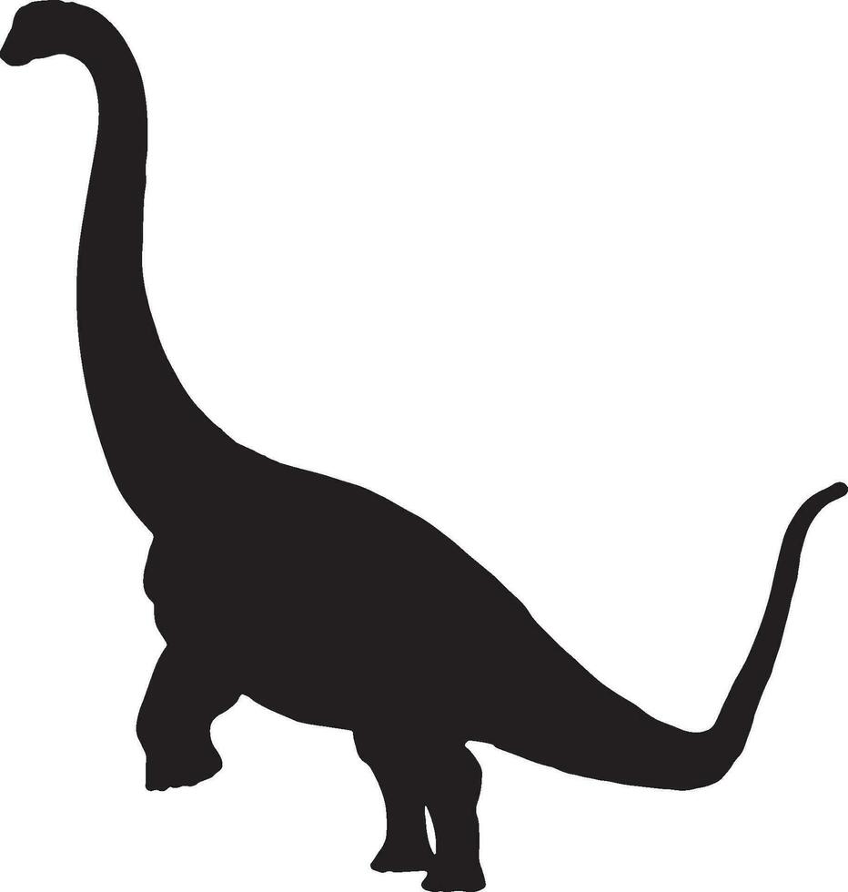 Brontosaurus black silhouette isolated background vector