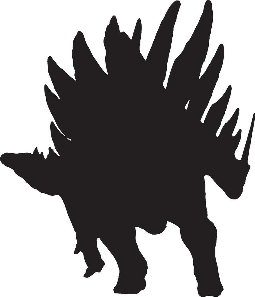 stegosaurus  black silhouette isolated background vector