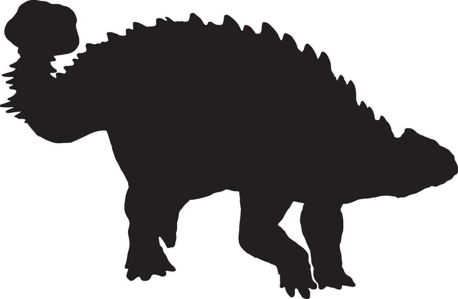 ankylosaurus black silhouette isolated background vector