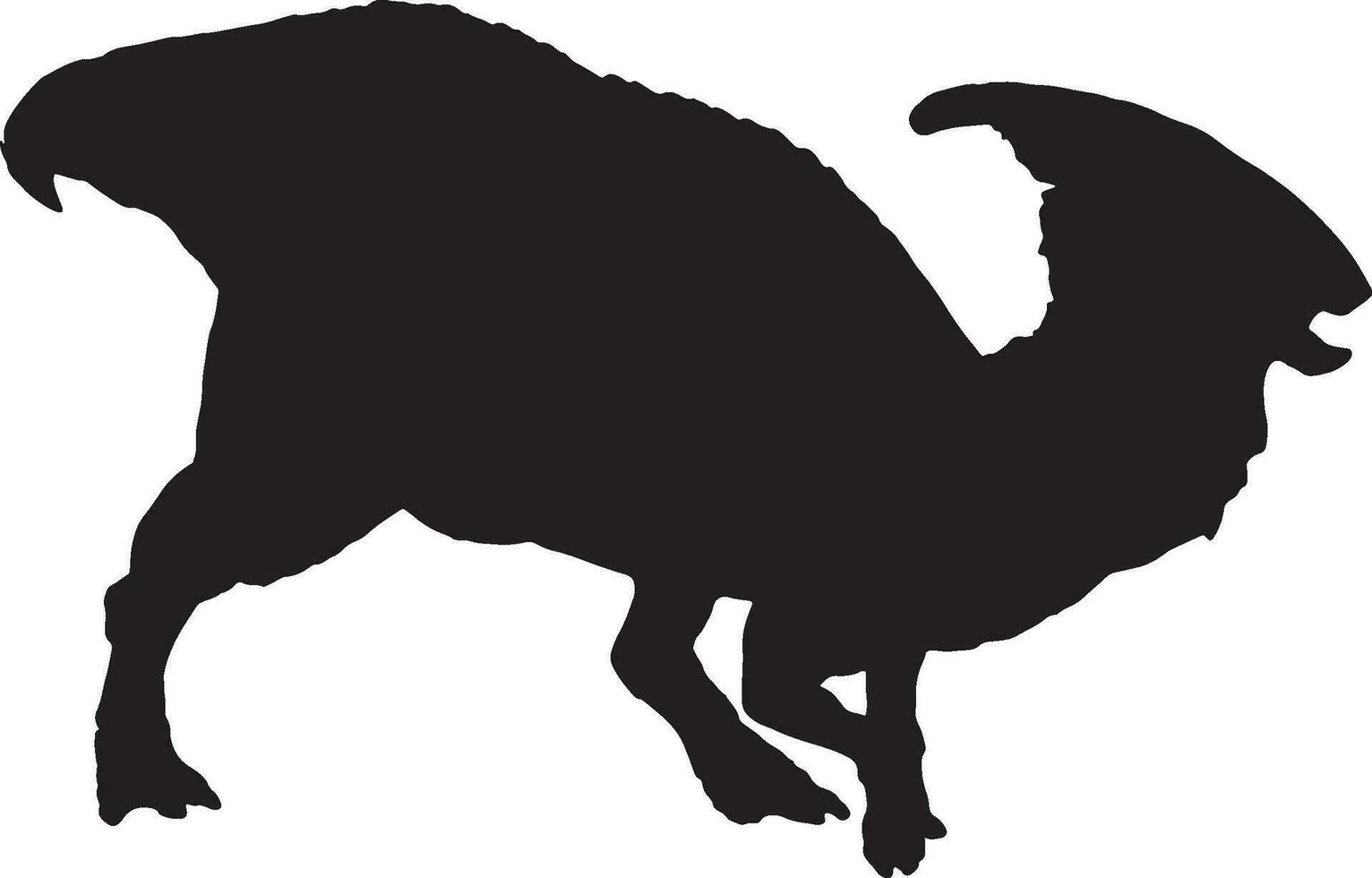 Parasaurolophus black silhouette isolated background vector