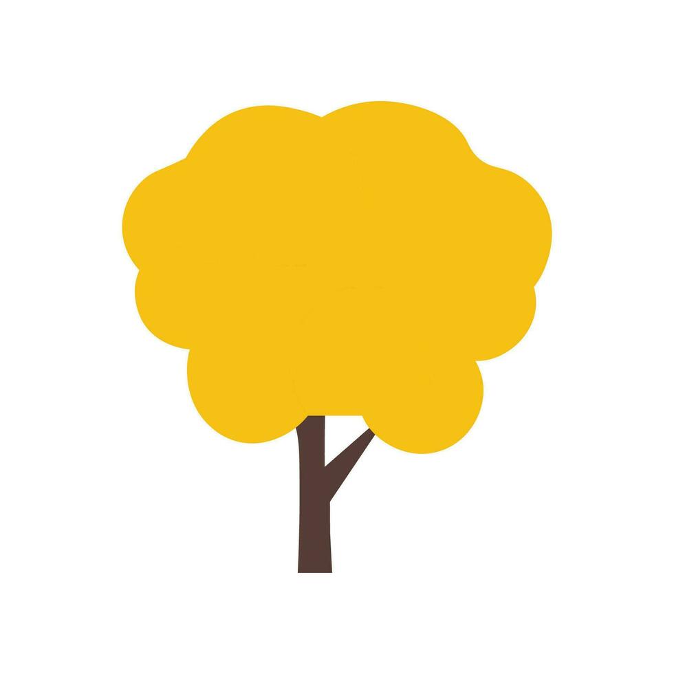 Yellow Autumn Tree Vivid Simple Image in Flat Style. Suitable for design of websites, postcards, books, patterns and other purposes vector