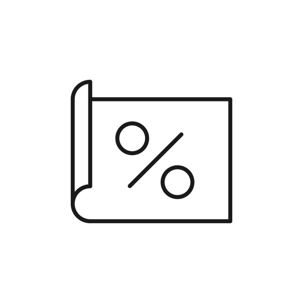 Percent on Paper Isolated Line Icon. Perfect for web sites, apps, UI, internet, shops, stores. Simple image drawn with black thin line vector
