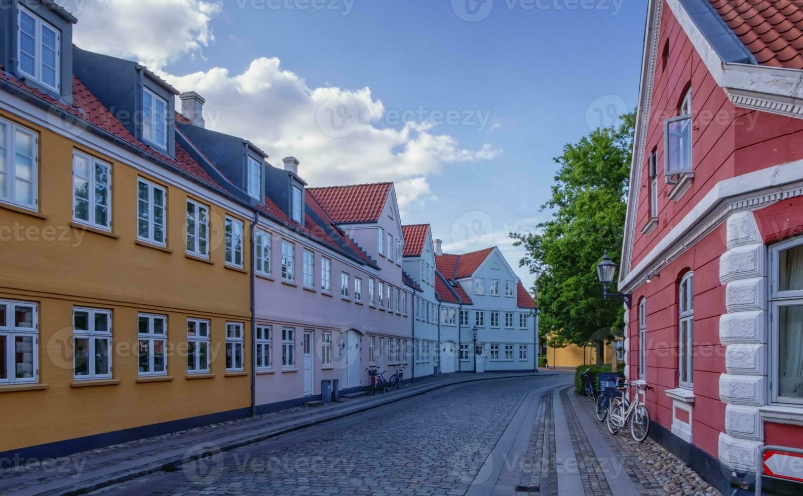 Street in medieval city of Ribe, Denmark photo
