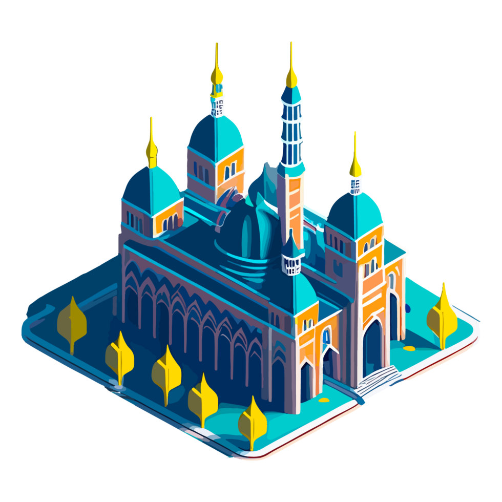 Illustration of Colorful Mosque Isometric view png