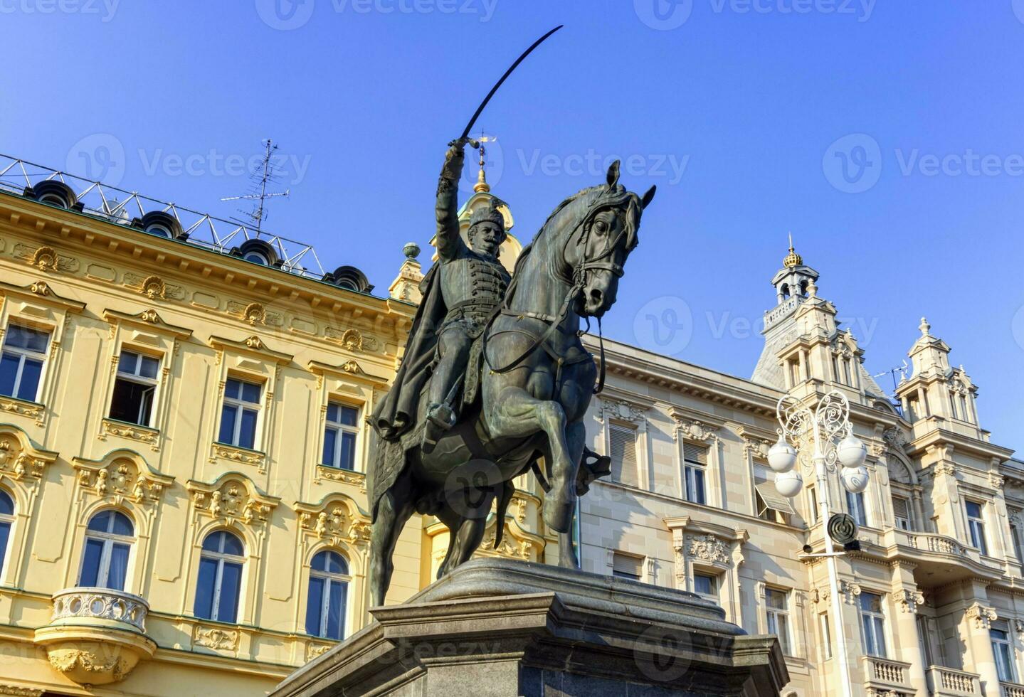 Statue in Ban Jelacic square, Zagreb, Croatia photo