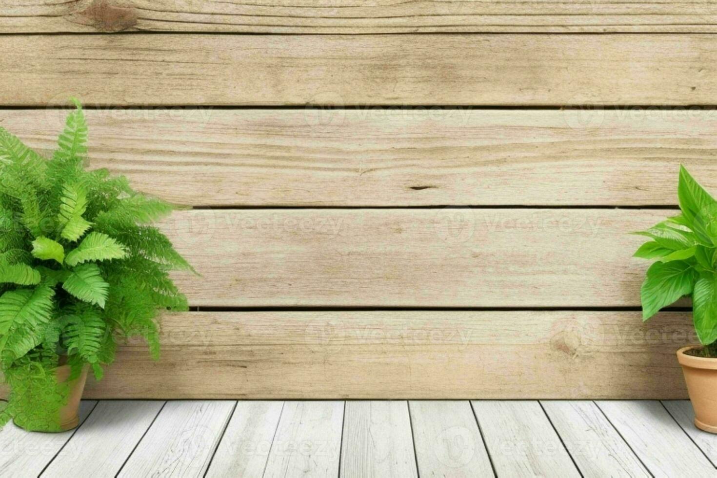 de madera antecedentes con algunos plantas natural escena. ai generativo Pro foto