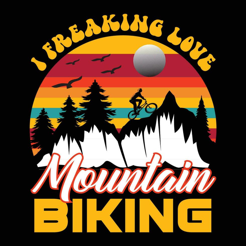 Mountain biking vintage t-shirt design vector