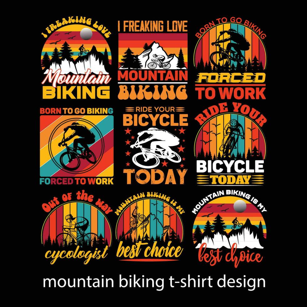 Mountain biking vintage t-shirt design vector