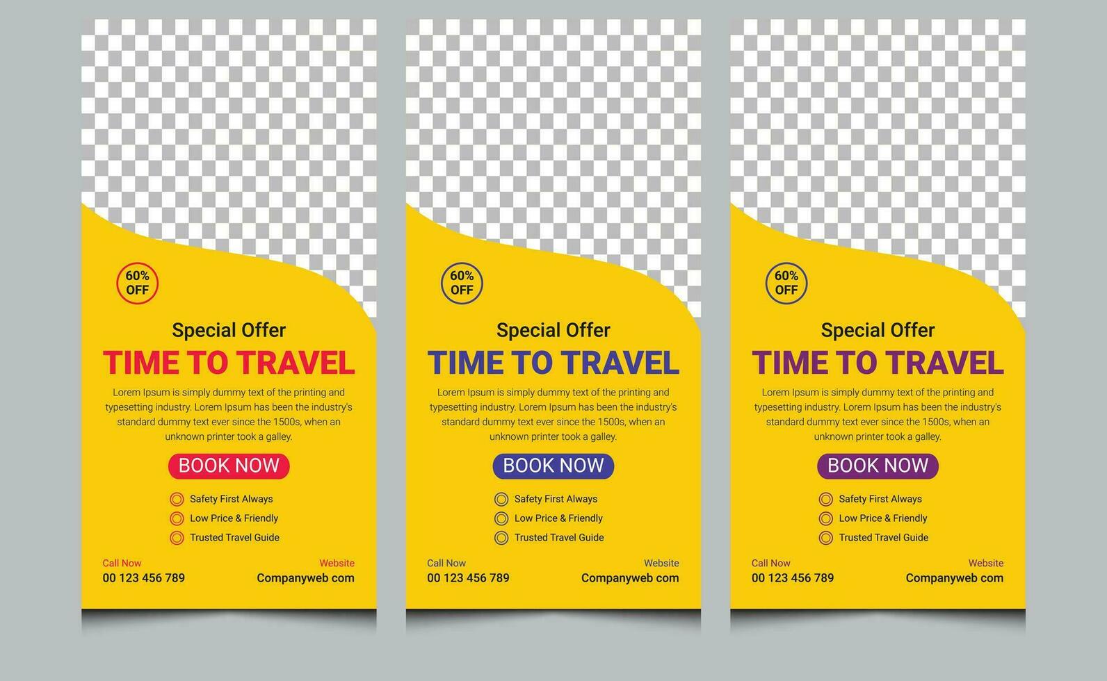 Creative unique modern business travel ad ads agency promotion web social media post banner design template. vector