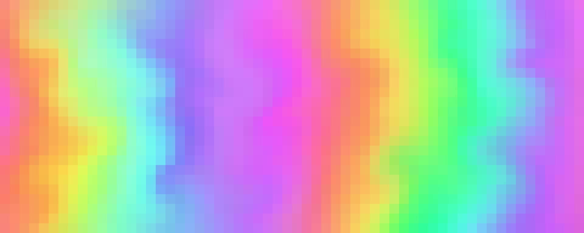 Pixel square rainbow pattern. Abstract gradient mosaic background. Vector grid texture. Color geometric seamless holographic print