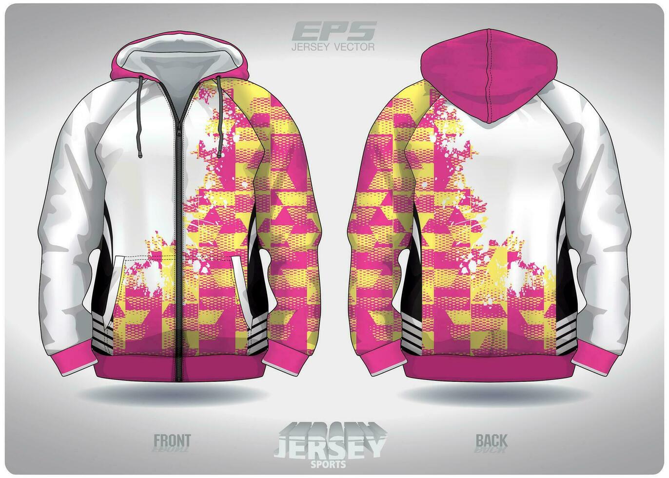 EPS jersey sports shirt vector.pink checkered white half pattern design, illustration, textile background for sports long sleeve hoodie vector