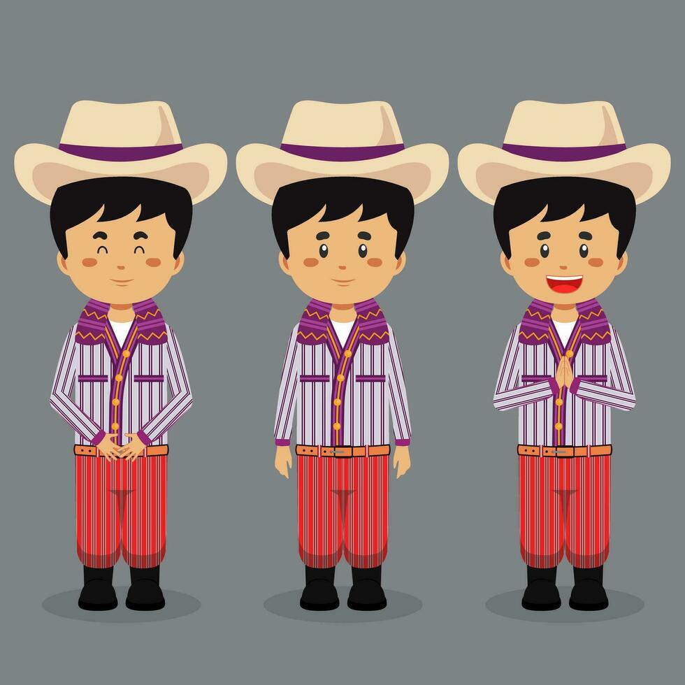 Guatemala personaje con varios expresión vector