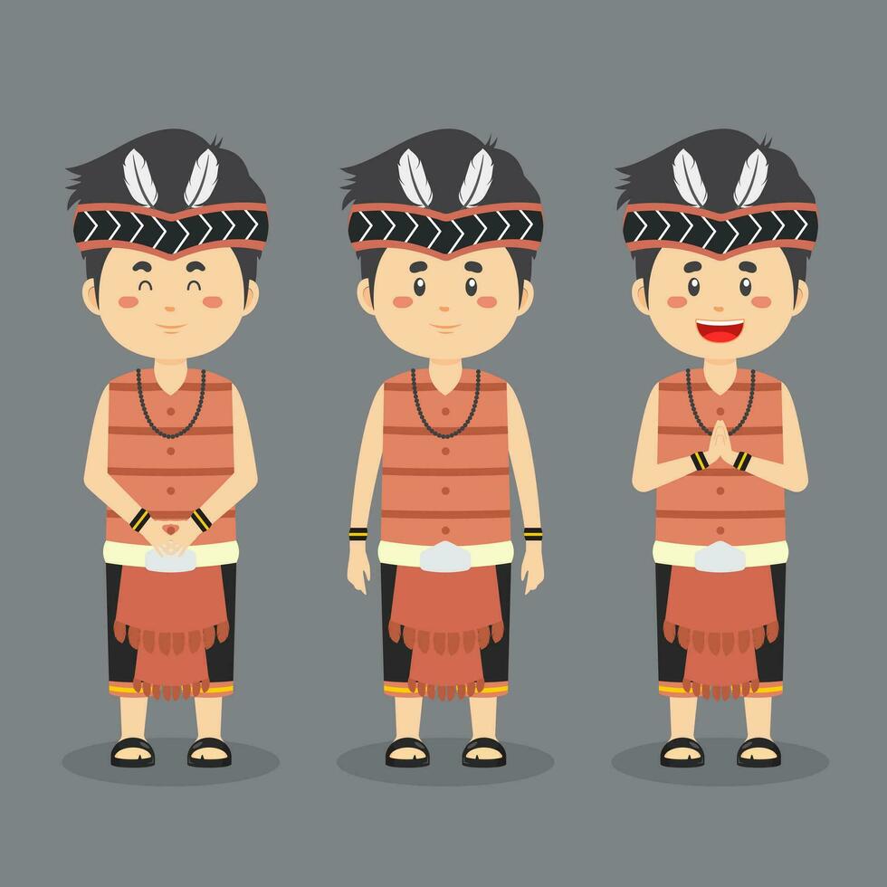 West Kalimantan Character with Various Expression vector