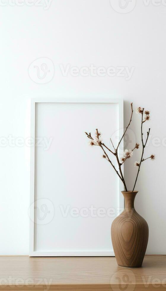 Blank Poster Frame and Empty Vase AI generated photo