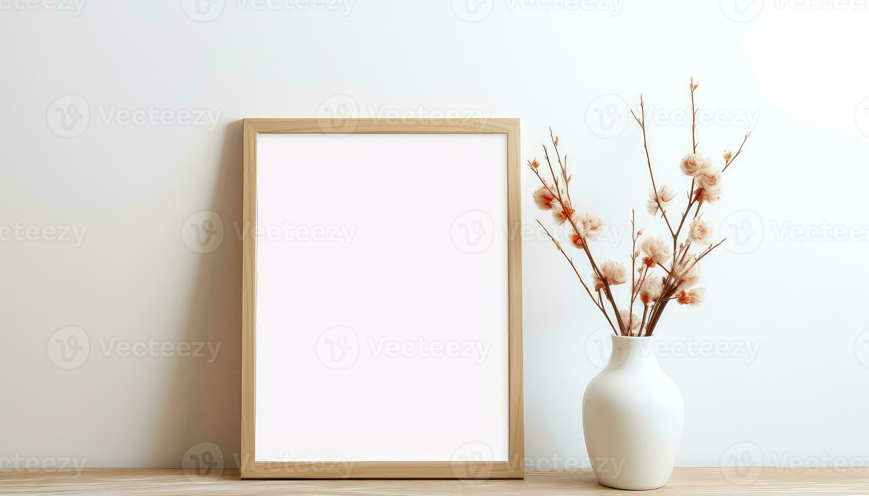 Blank Poster Frame and Empty Vase AI generated photo