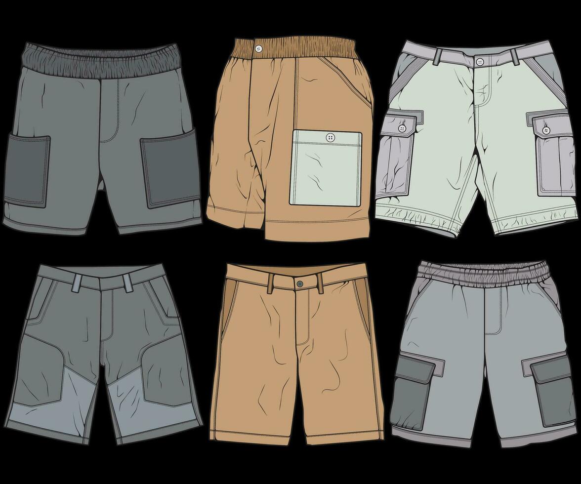 moderno corto pantalones colorante dibujo vector, moderno corto pantalones en un bosquejo estilo, formación modelo vector, vector ilustración.