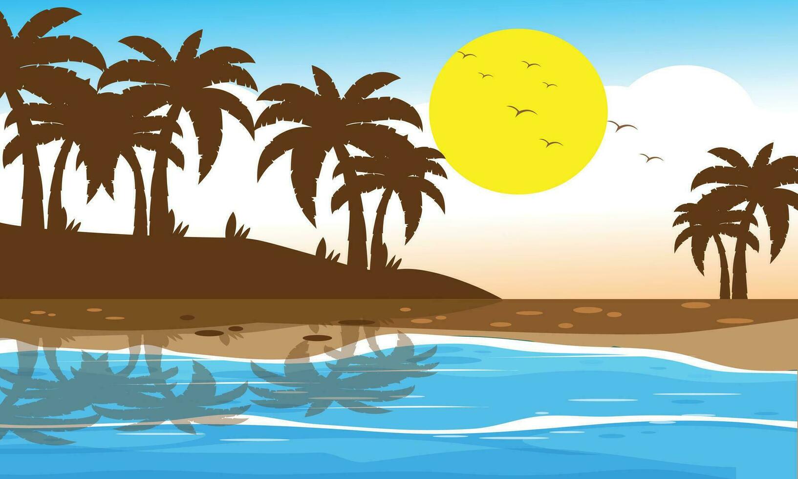 palm beach and sunlight vector