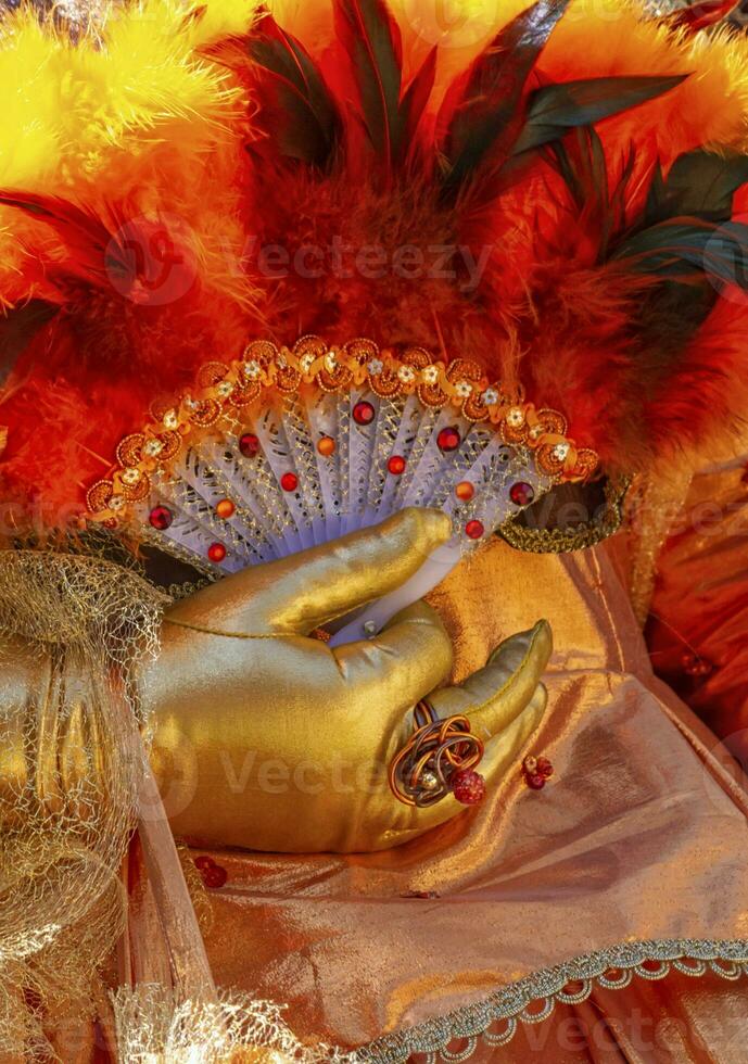 Beautiful costume at the Venice Carnival in Annecy, France photo