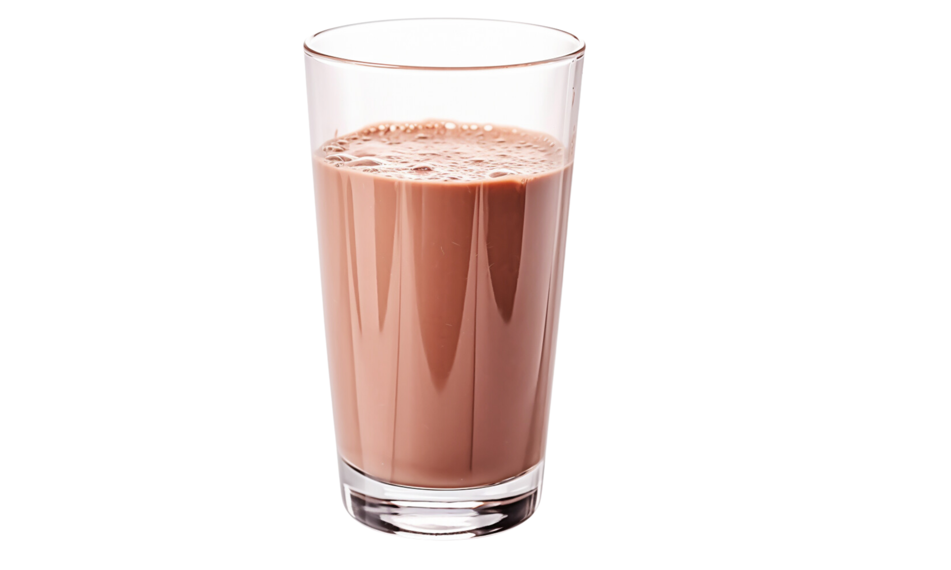 AI Generated Chocolate milk drink in glass, transparent background