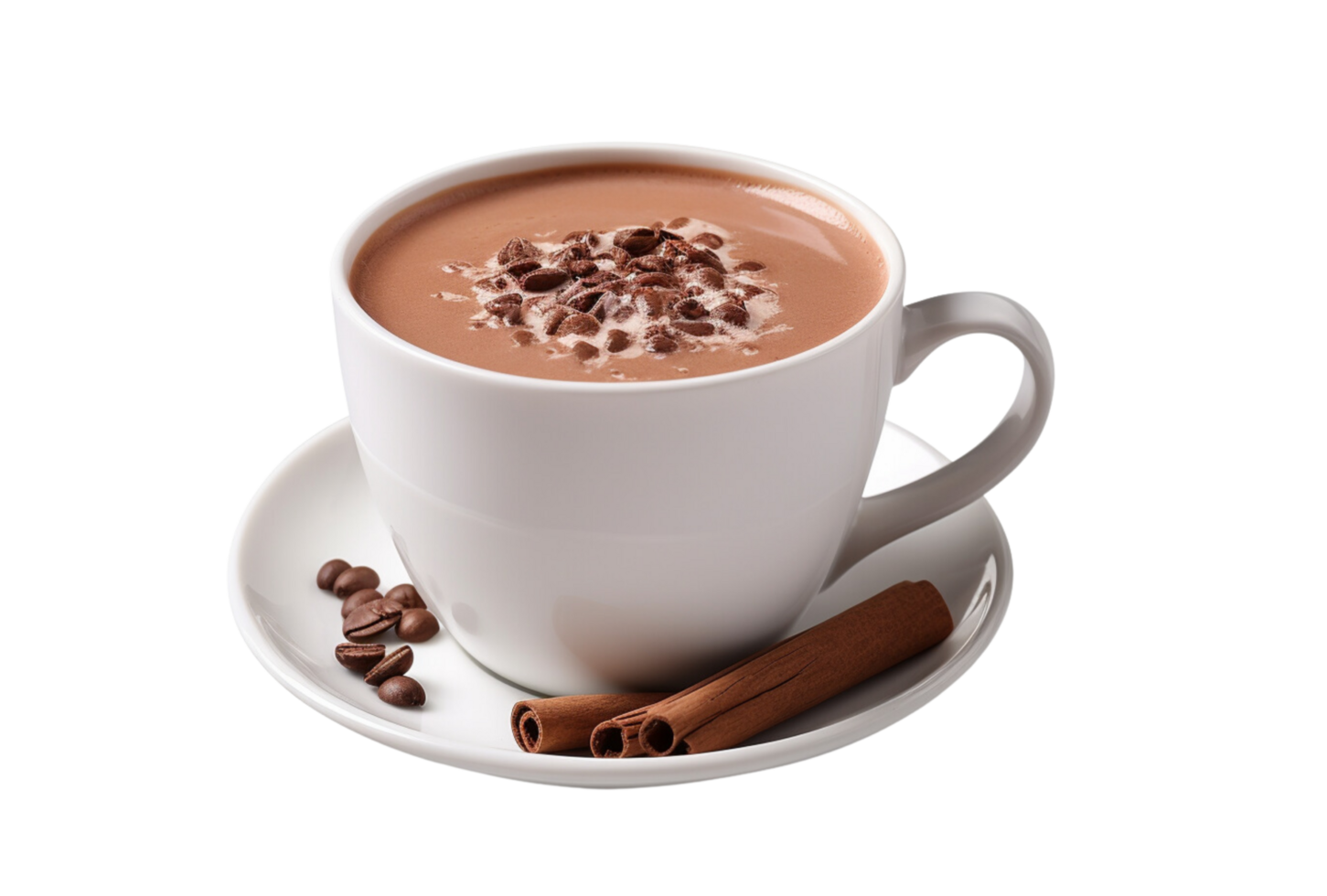 AI Generated  Hot chocolate drink in a mug, png