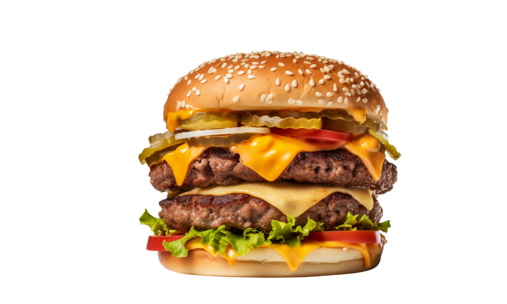 AI Generated fast food Double Cheeseburger with Vegetables png