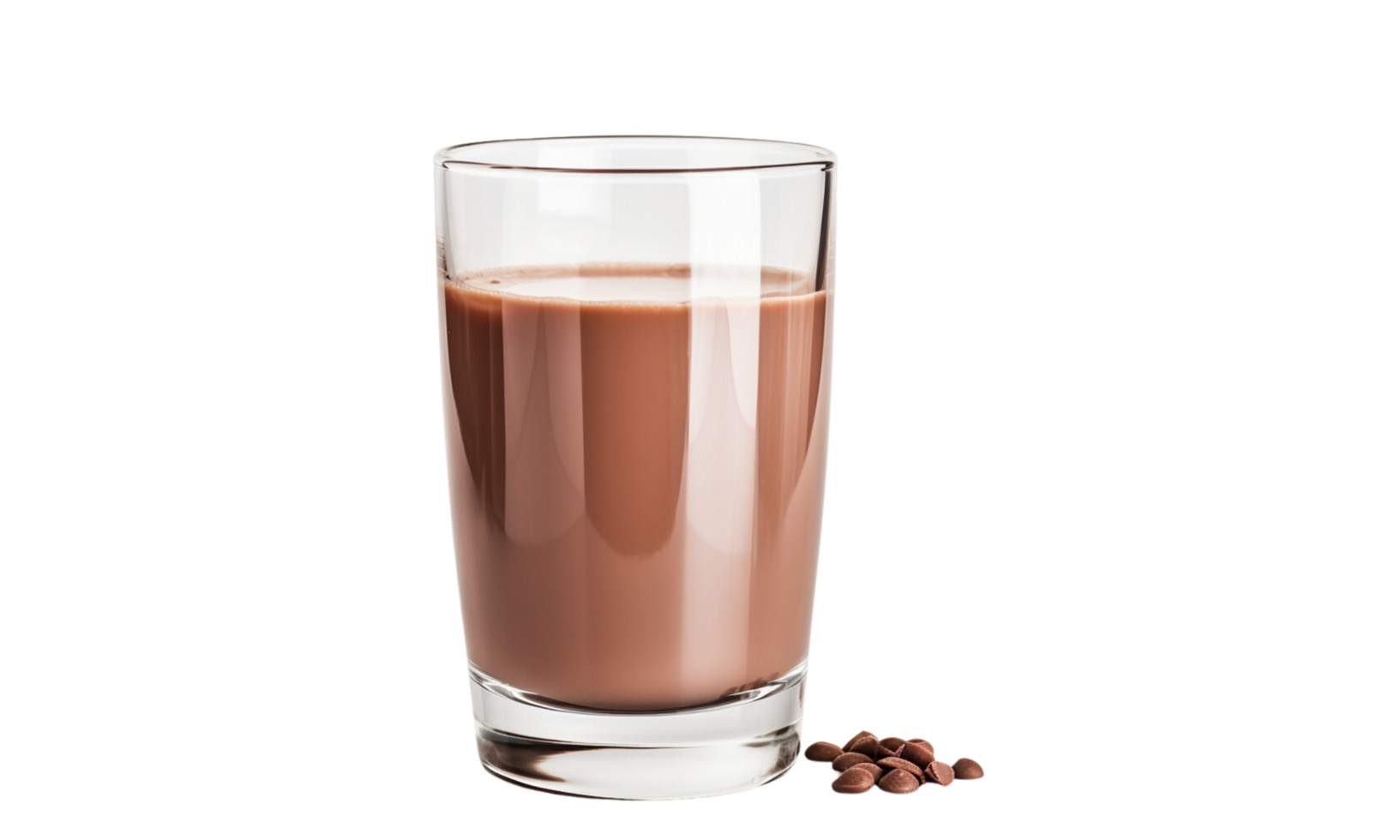 AI Generated Chocolate milk drink in glass, transparent background png